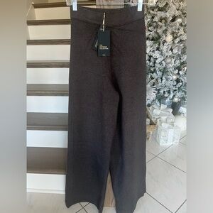 NWT ZARA KNIT COLLECTION WIDE LEG GRAY PANTS